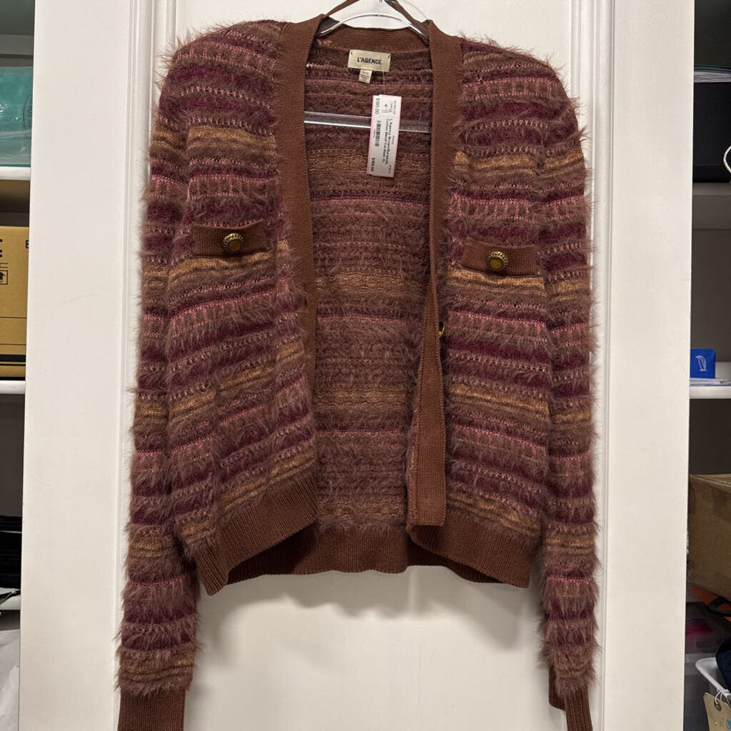 Brown/Burgundy Cotton Blend Cardigan