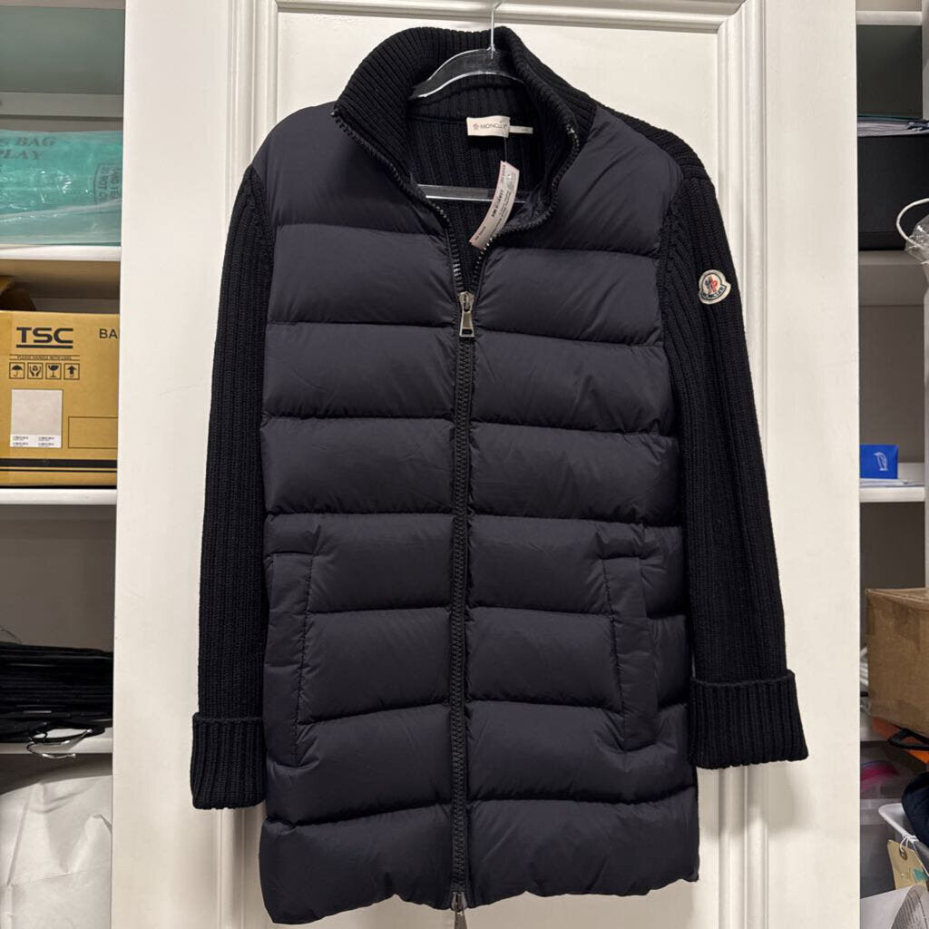 Black Nylon/Wool Puffer Coat