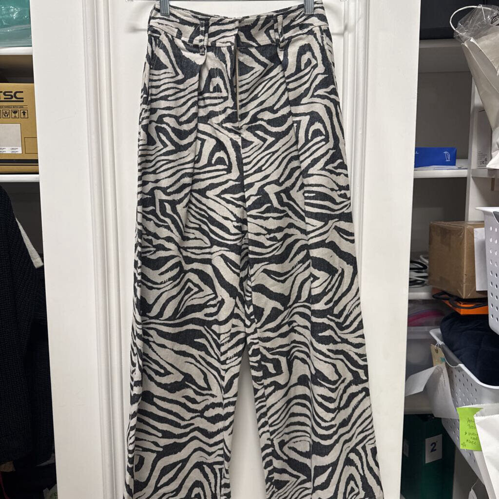 Black/Gray Tiger Stripe Cotton/Linen Pant