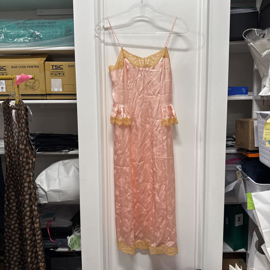 Pink Viscose Jacqauard Maxi Dress