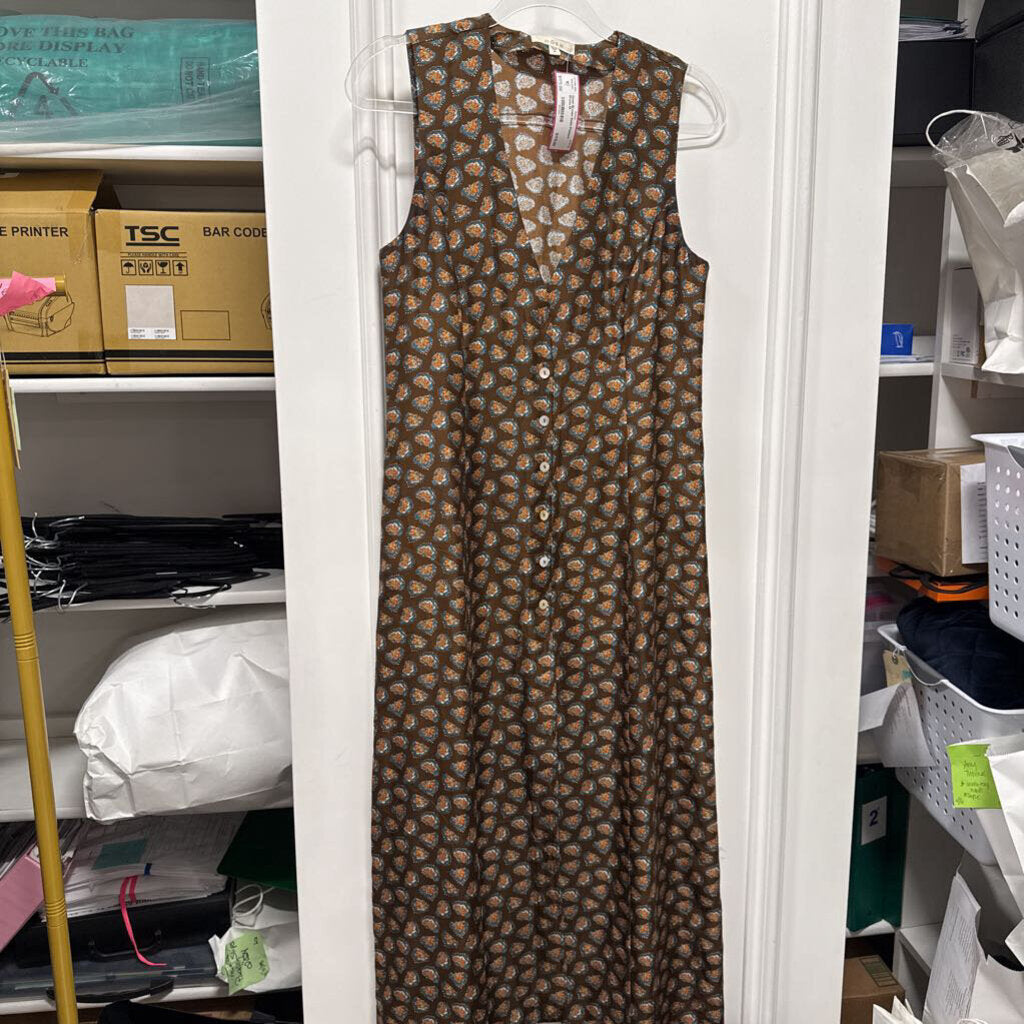 Brown Satin Pattern Dress