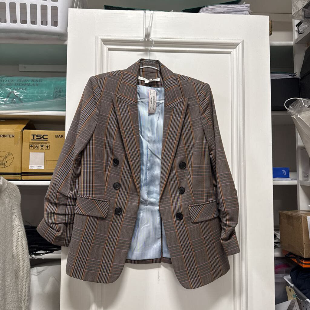 Brown/Multi Wool Blend Plaid Blazer