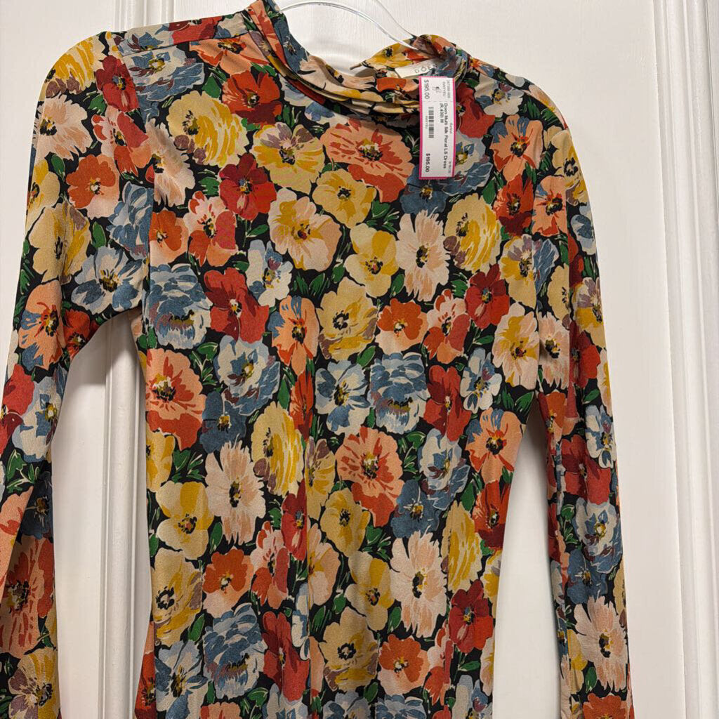 Multi Silk Floral LS Dress (R.430)