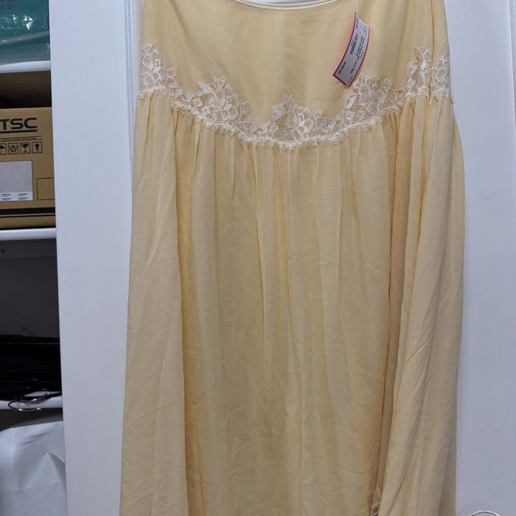 Yellow Silk Lace Midi Skirt (R.498)