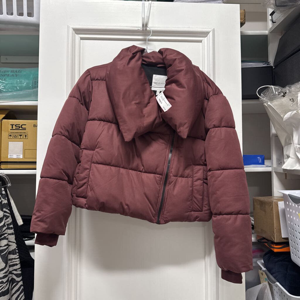 Burgundy Poly Puffer Coat