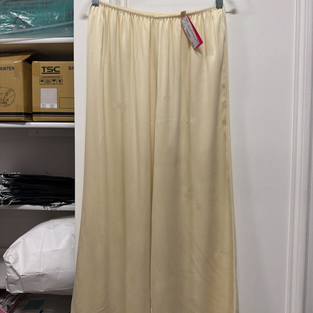Cream Silk Wide Leg Pants
