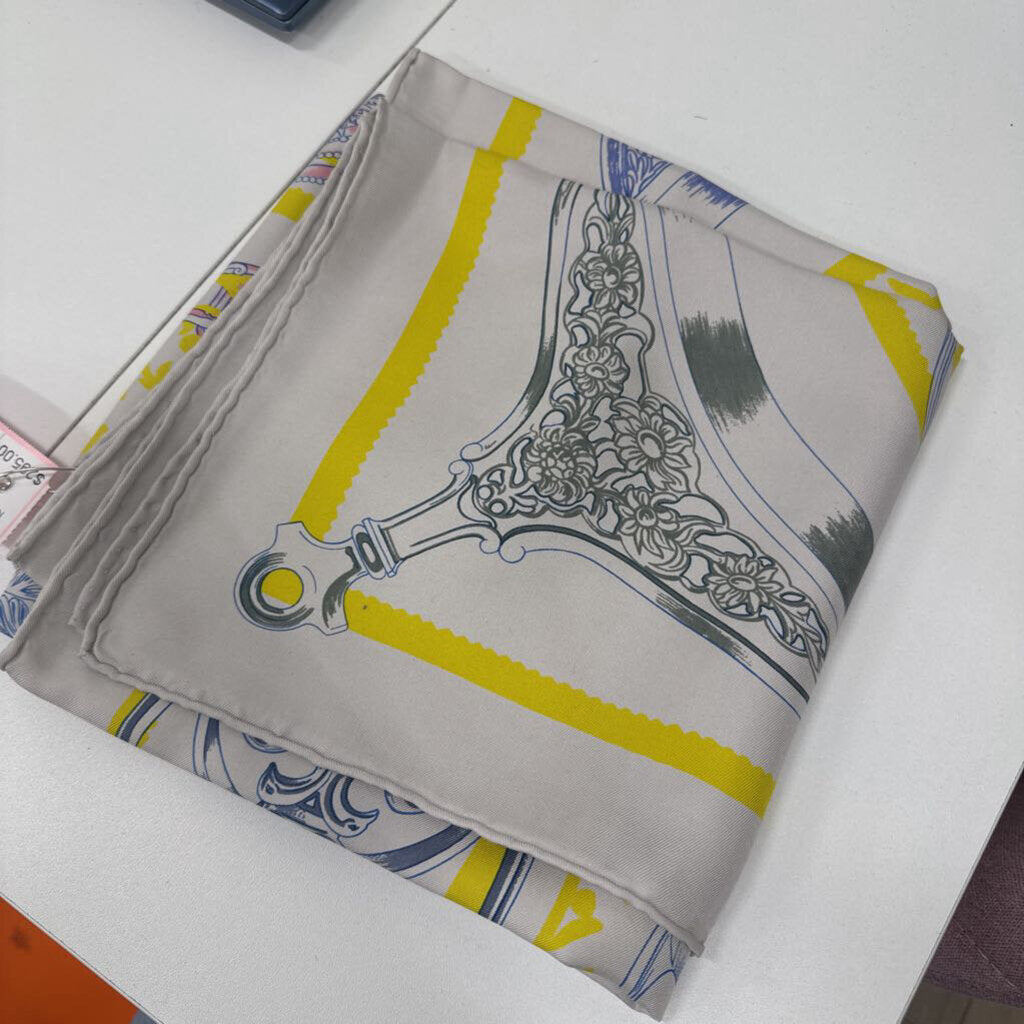 Grey 'Etriers Remix' Silk Scarf (as is-stain)