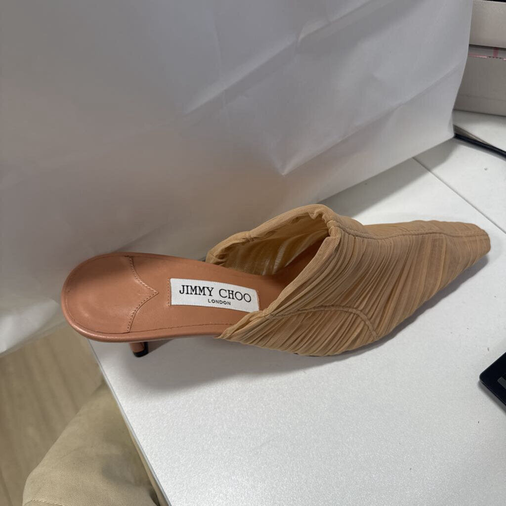 Nude Ruched Tulle Mules (NEW)