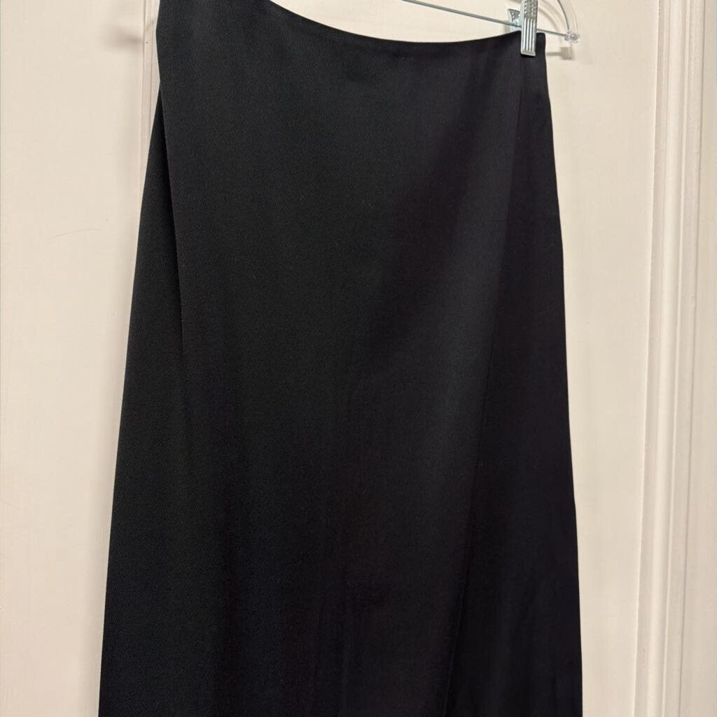 Black Viscose Draped Maxi Skirt