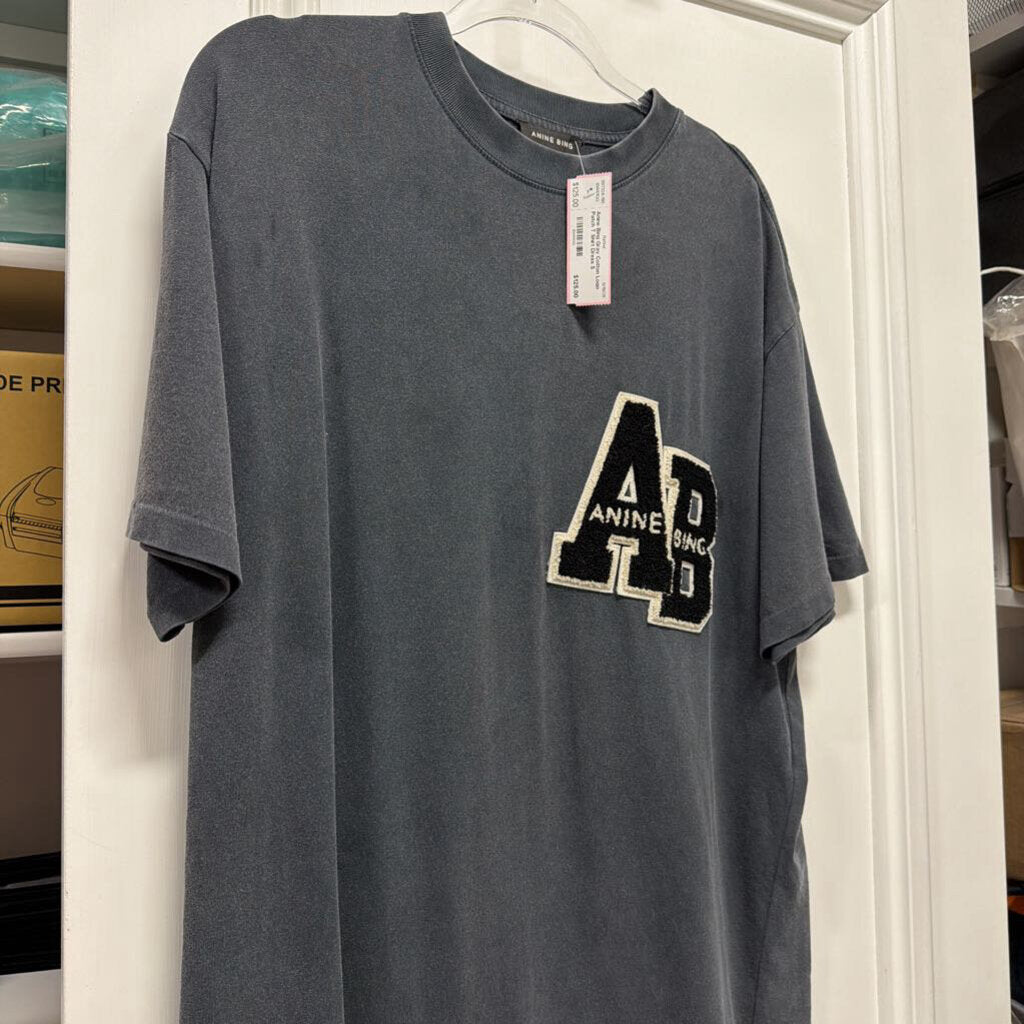 Gray Cotton Logo Patch T Shirt Dress