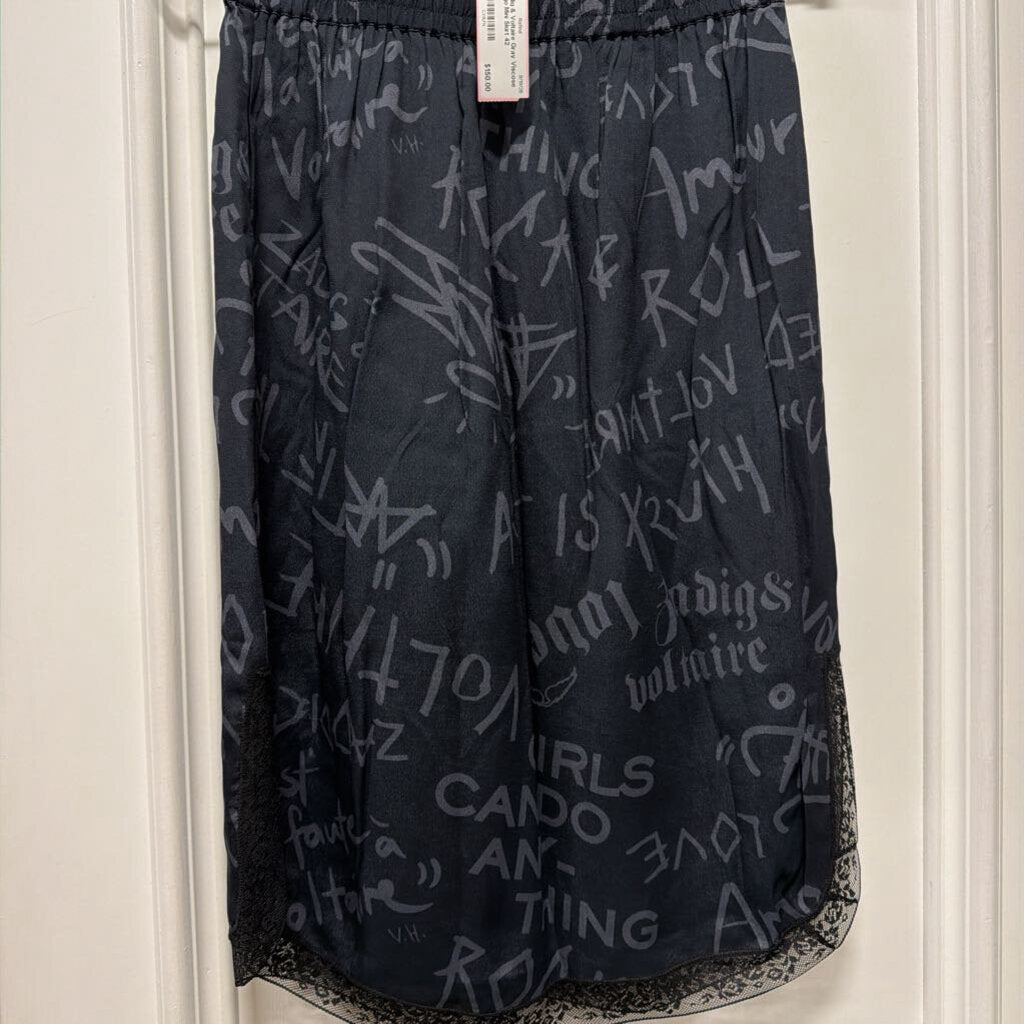 Gray Viscose Logo Mini Skirt