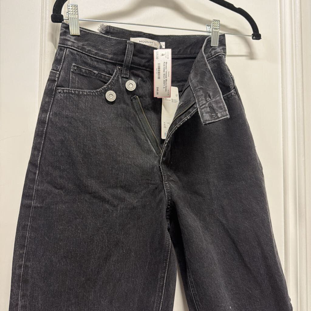 Black Denim Raw Edge Short (NWT)