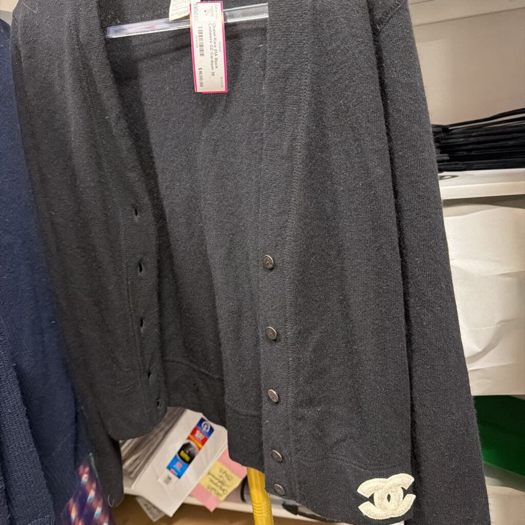 Rare 01A Black Cashmere CC Cardigan