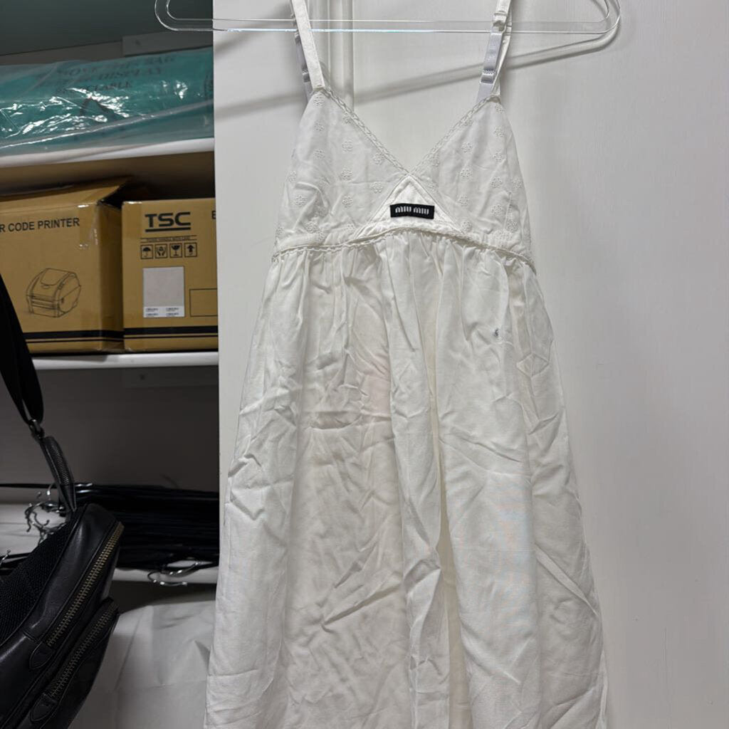 2026 White Cotton Eyelet Detail Mini Dress (3450)