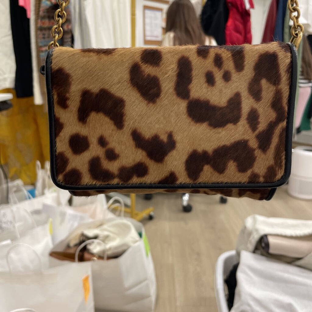 Leopard Print Pony Hair Shoulder Bag