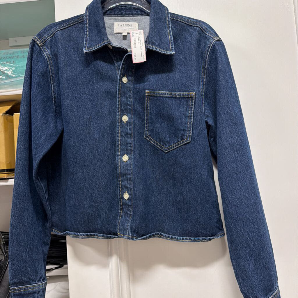 Blue Denim Cropped Jacket