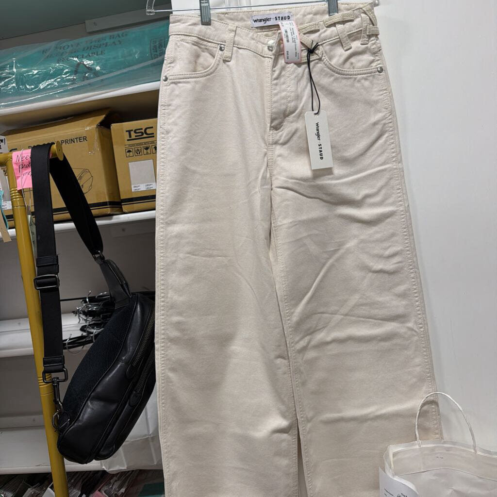 Cream Wide Leg Jeans