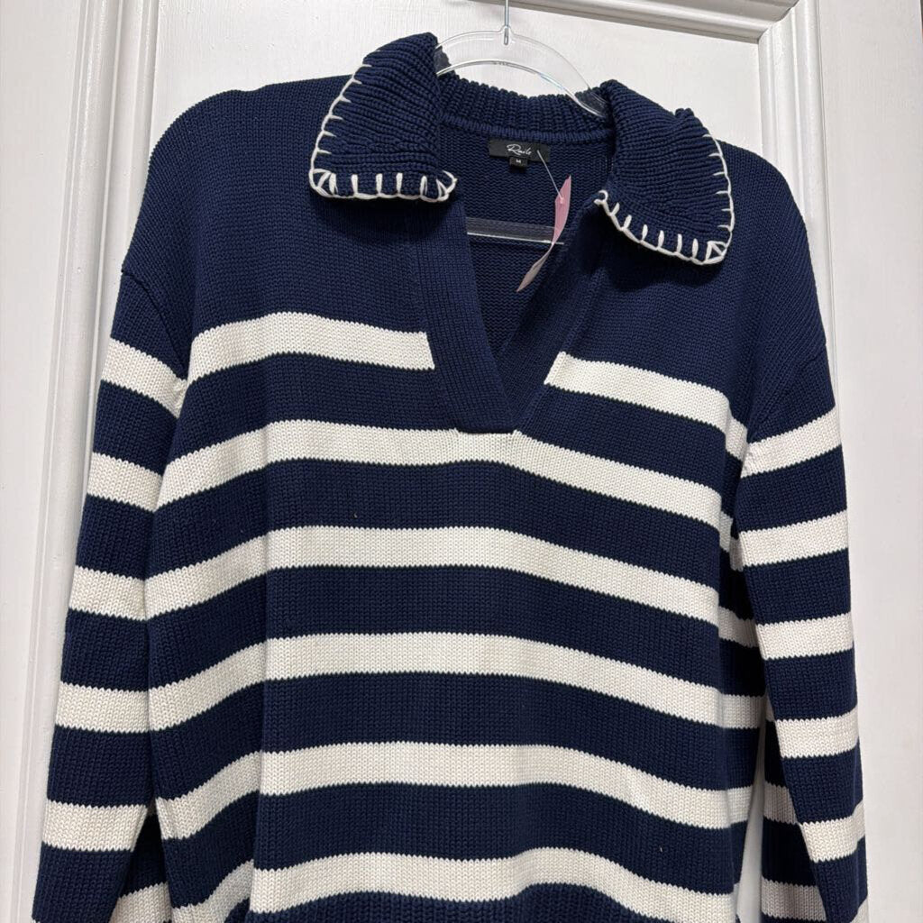 Navy/White Stripe Cotton Sweater