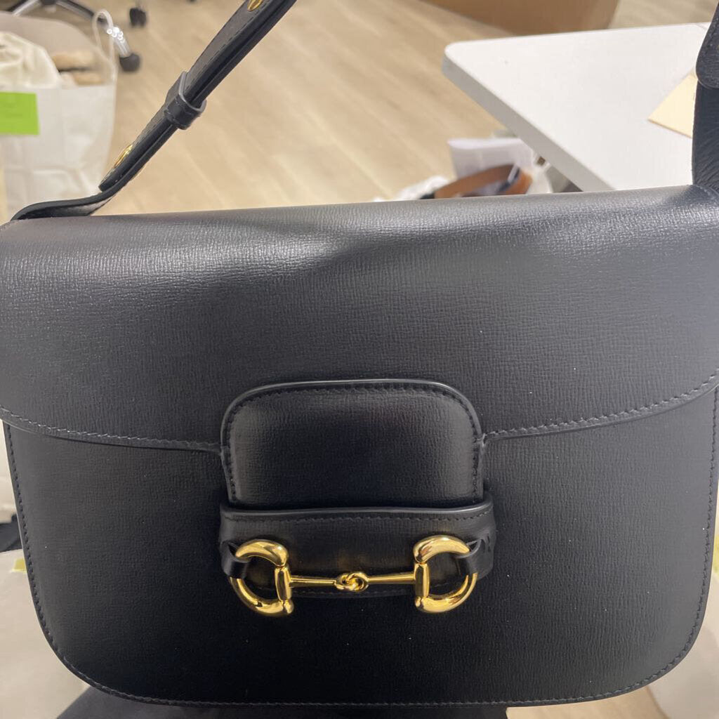 Black Horsebit Shoulder Bag
