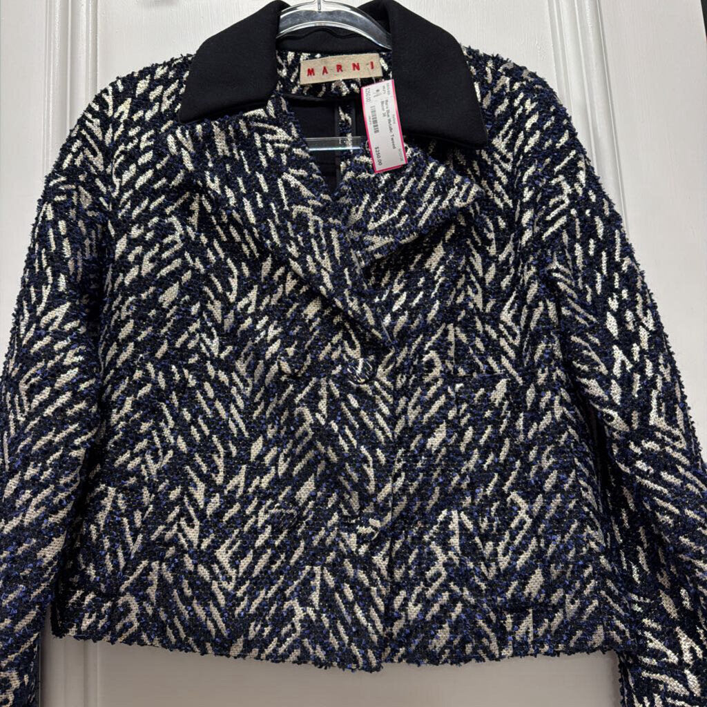 Blue Metallic Tweed Blazer