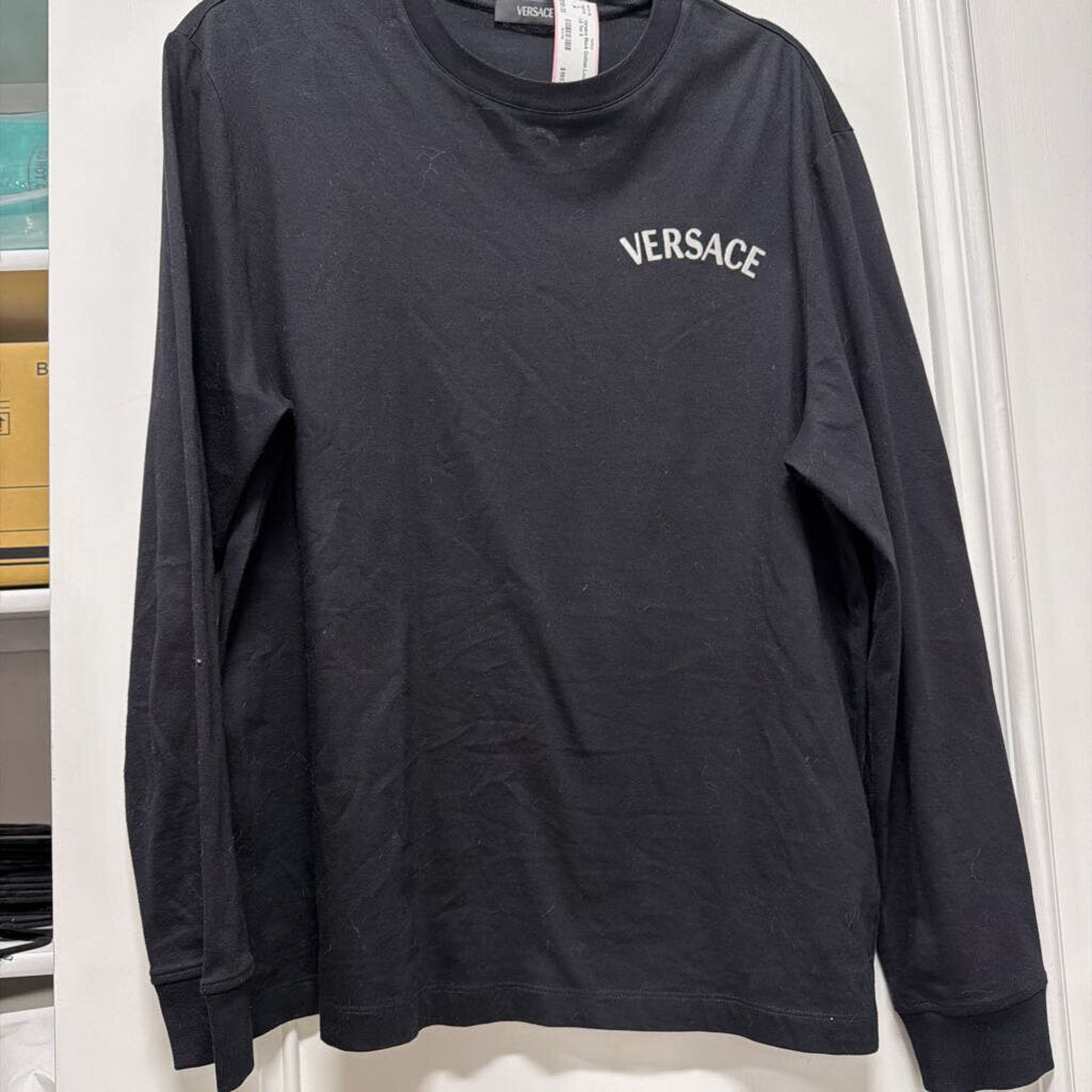 Black Cotton Logo LS Tee