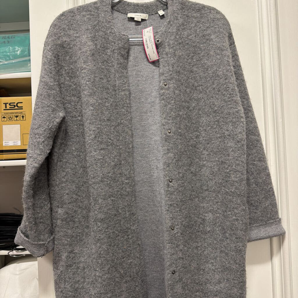 Grey Viscose Long Cardigan