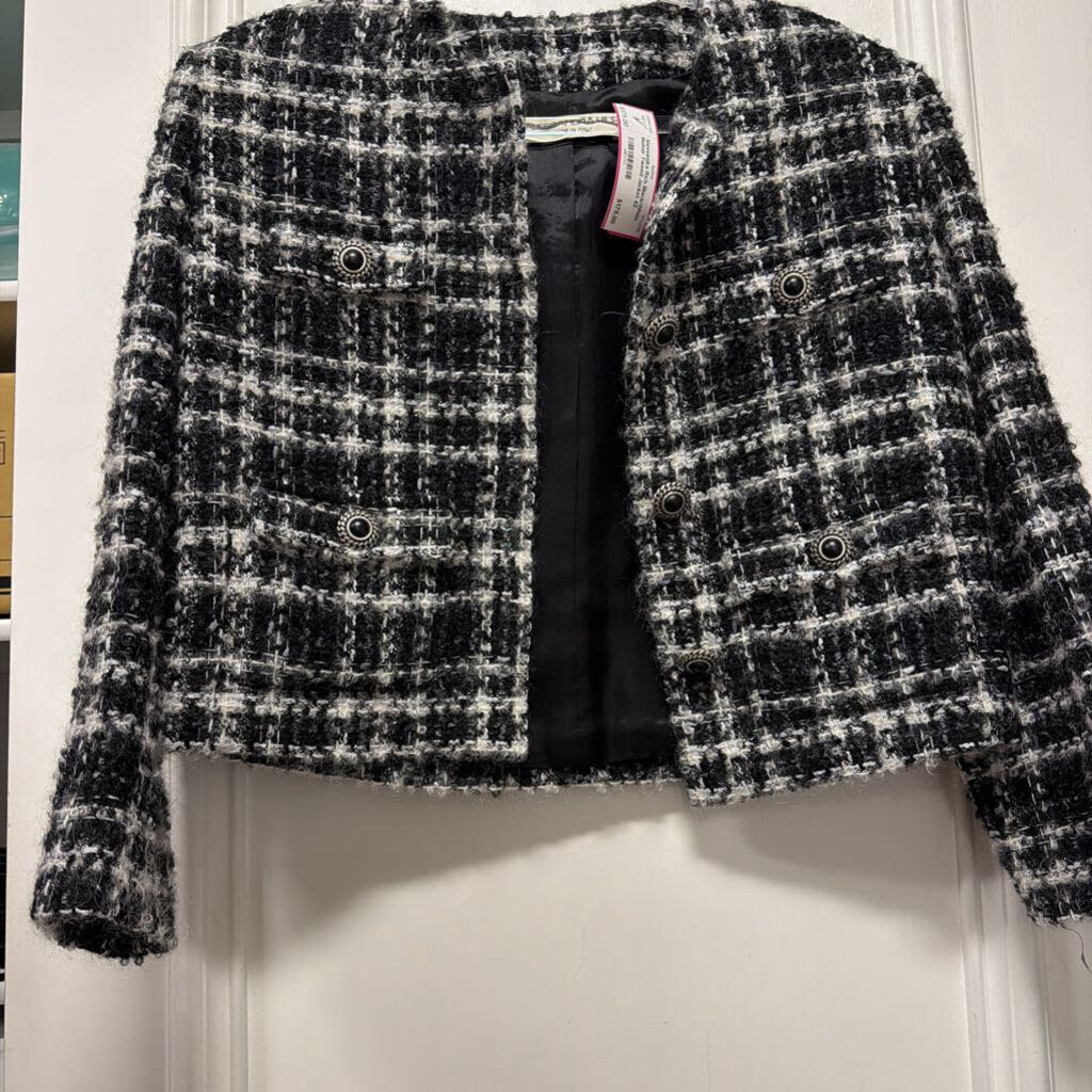 Black/White Mohair Tweed Jacket