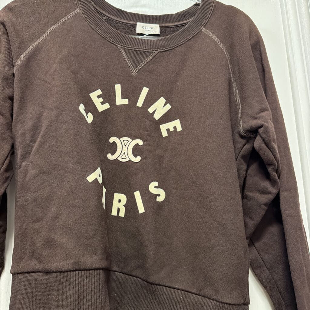 Brown Cotton Cropped Crewneck
