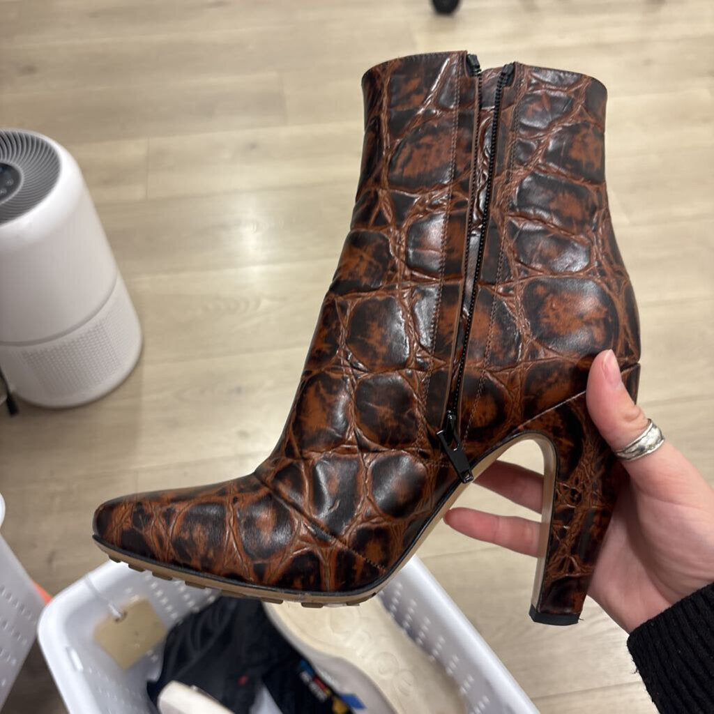 Bottega Veneta Brown Croc Embossed Boot
