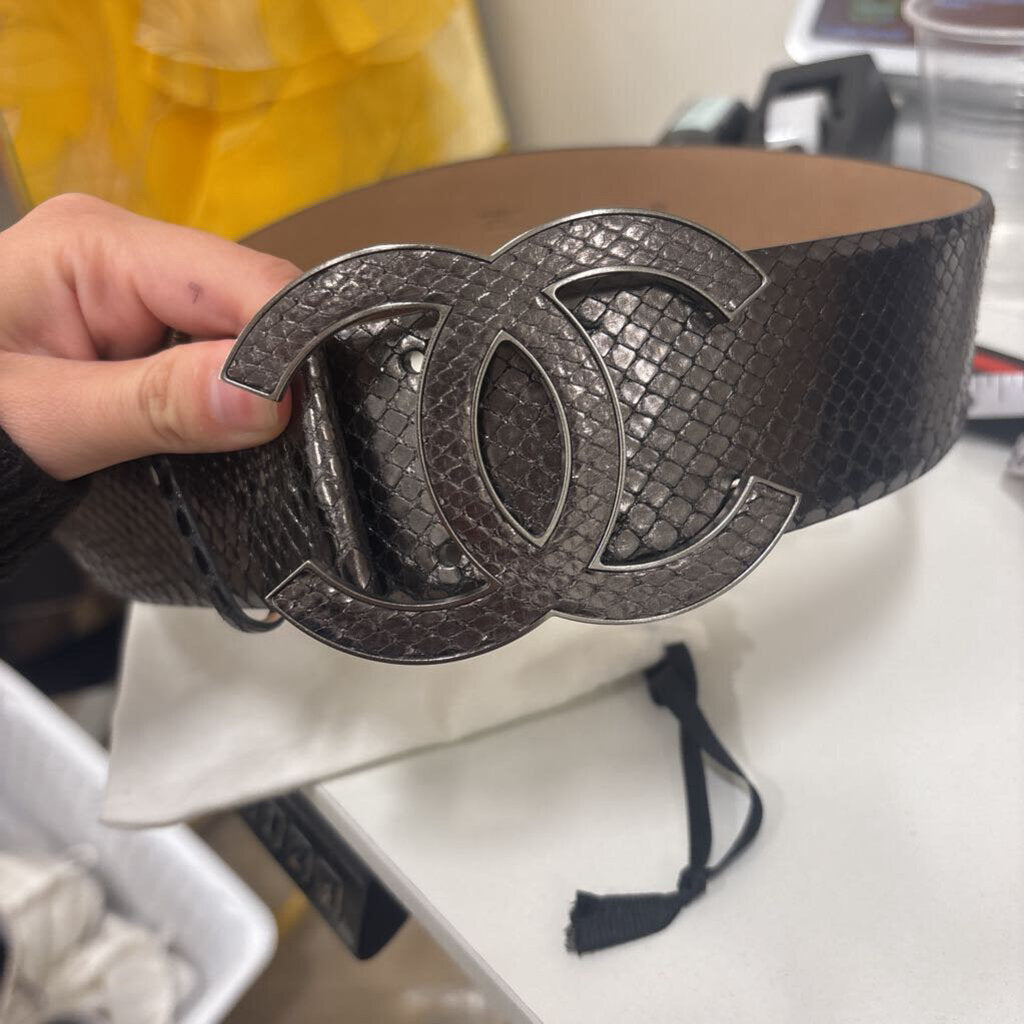 Chanel, Grey Snake CC Belt, 80/20