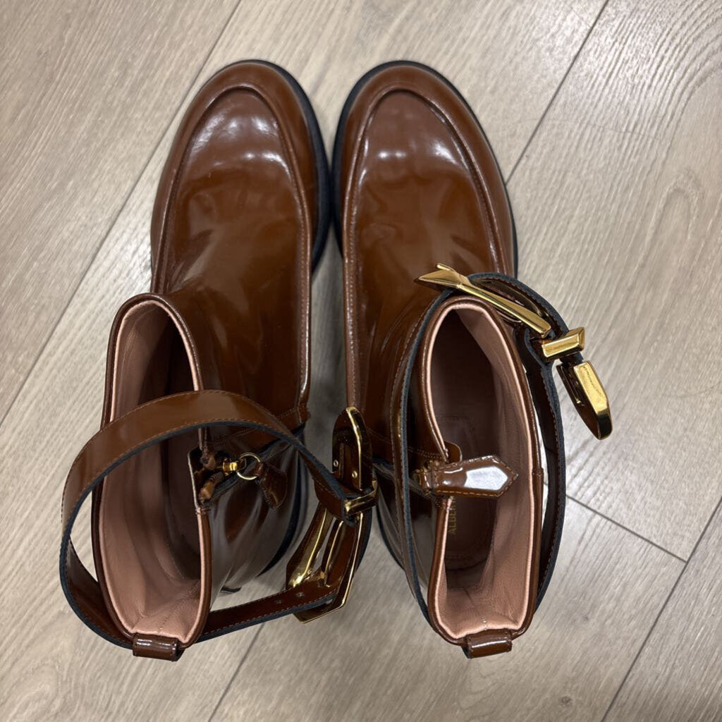 Brown Patent Leather Boot