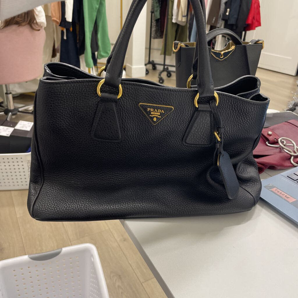 Black Leather Top Handle Bag