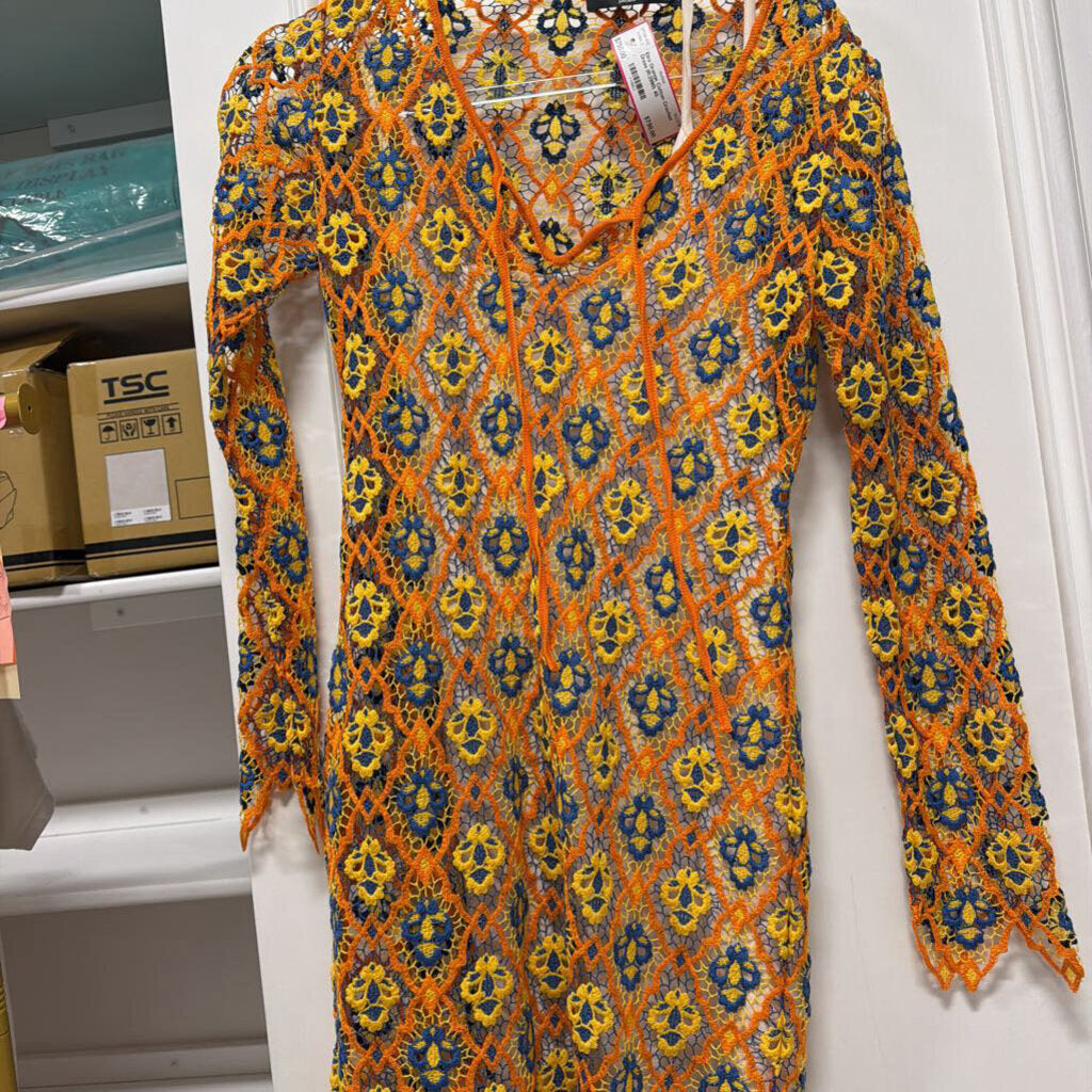 Orange Cotton Crochet Dress (R:2990)