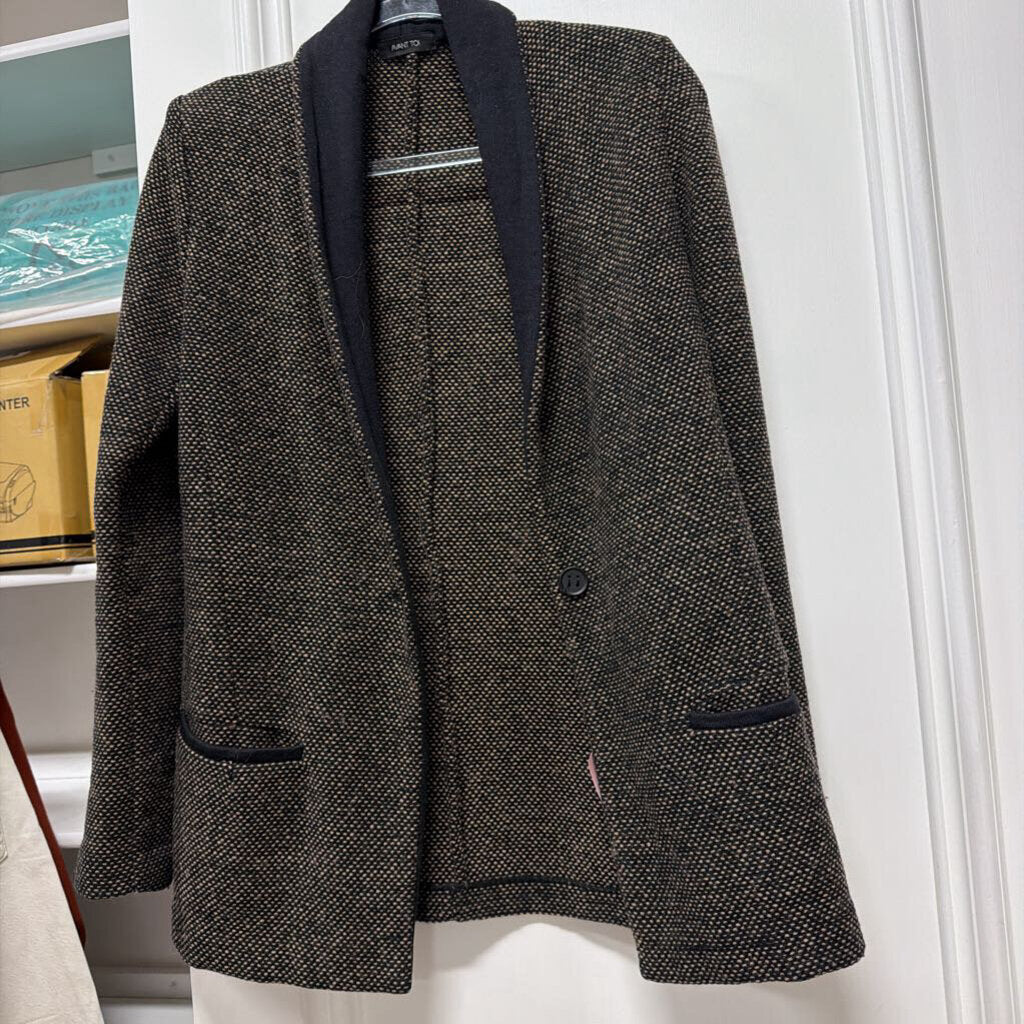 Brown/Black Merino Wool Blend Knit Blazer