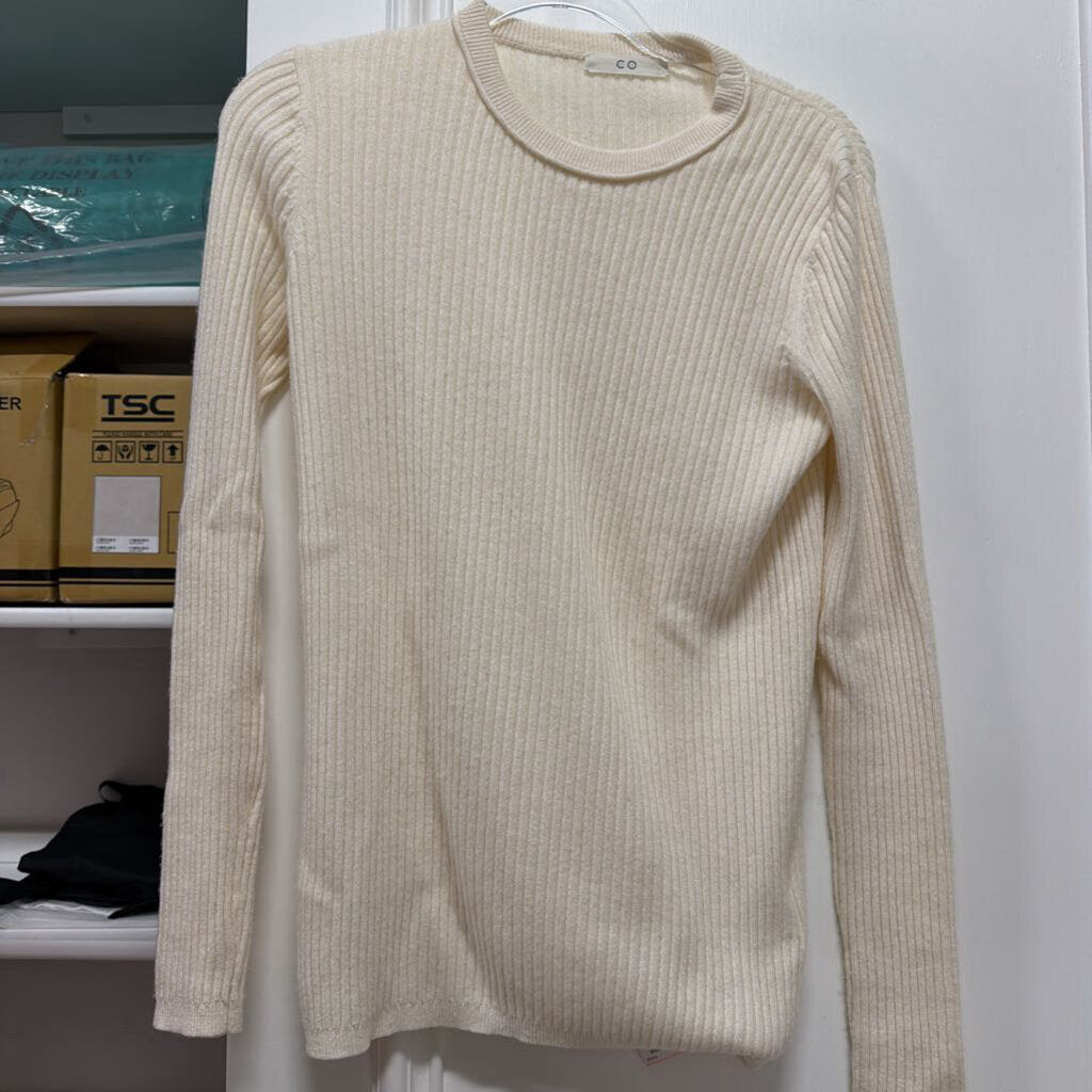 Cream Cashmere Ribbed Sweater