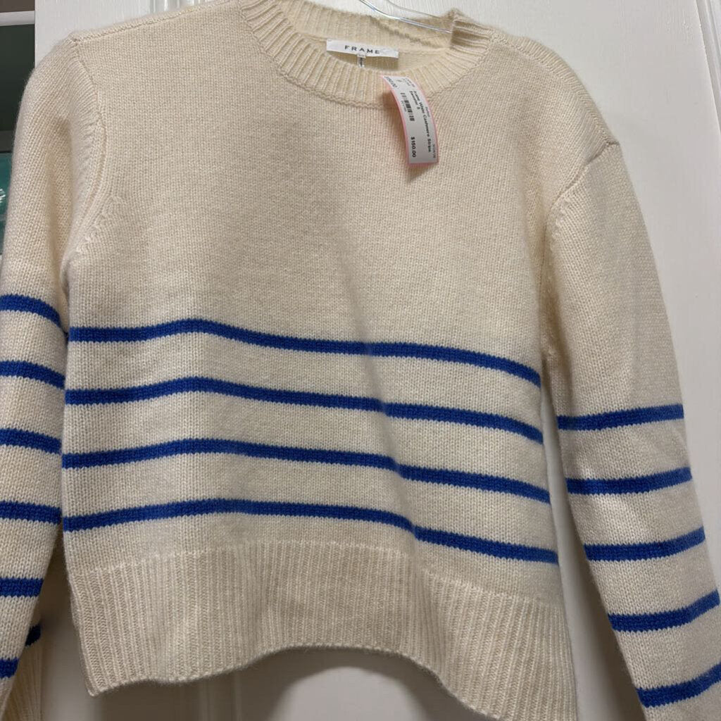 White Cashmere Stripe Sweater