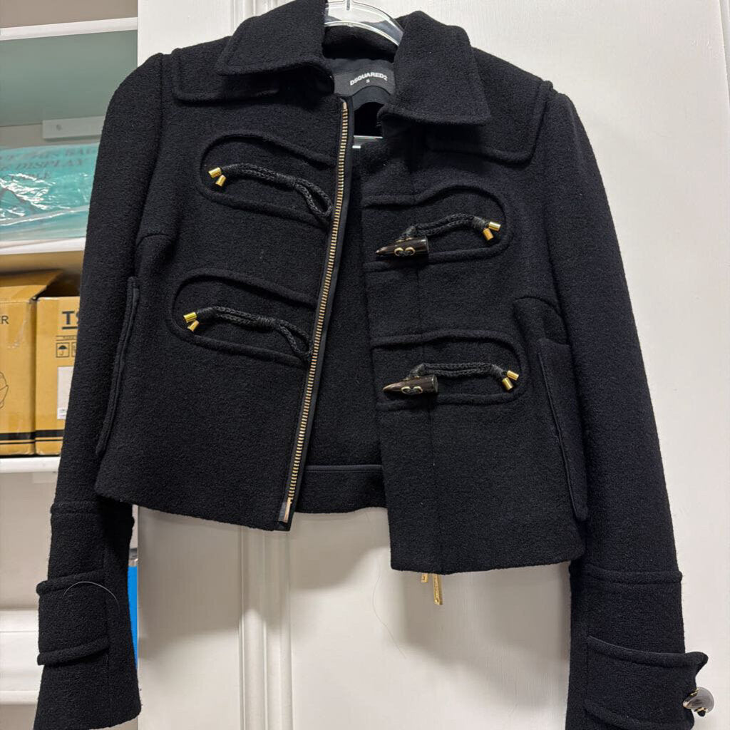 Black Wool Zip Up Jacket