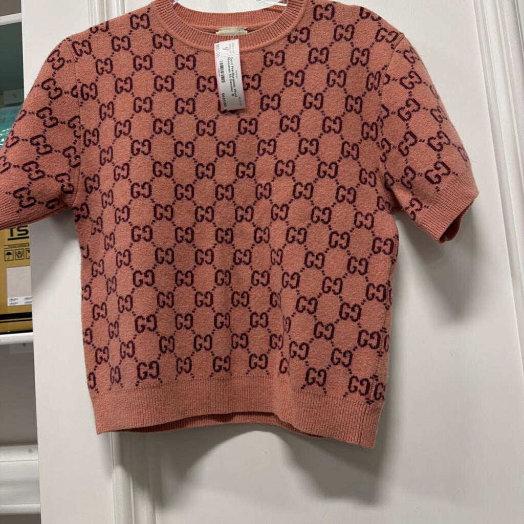 Pink/Burgundy Wool Monogram SS Sweater