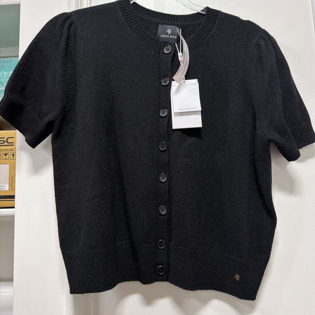 Black Cashmere SS Cardigan (NWT)