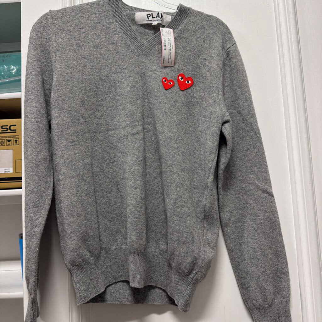 Gray Wool V Neck Sweater