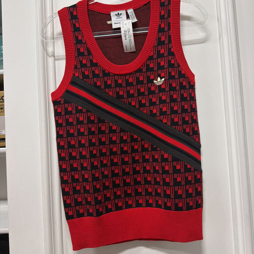 Red/Black Poly Check Knit Vest