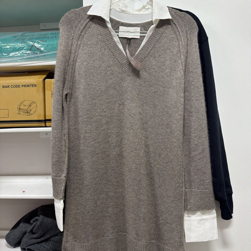 Taupe Wool/Cashmere Layered Shirt Dress
