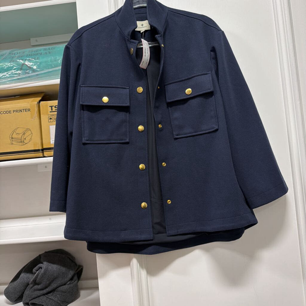 Navy Poly Shirt Jacket