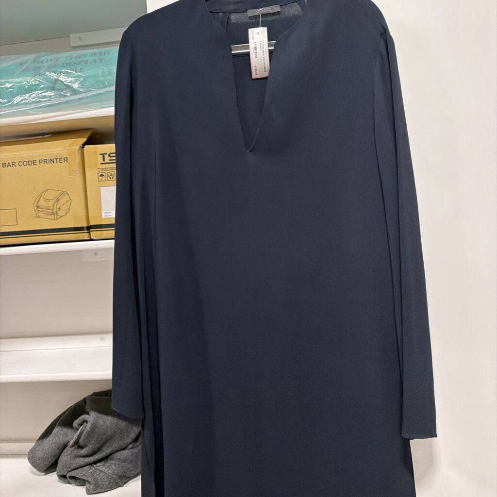 Navy Viscose Blend LS Dress