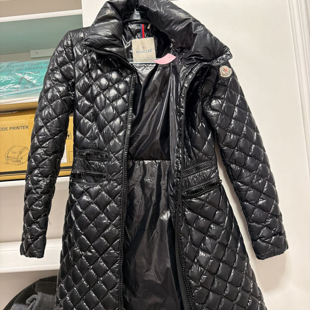 Black Poly Down Quilted Long Coat