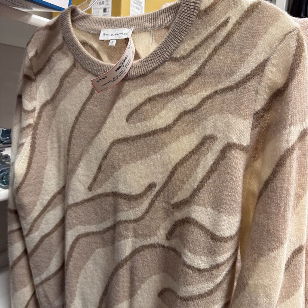 Beige Cashmere Tiger Print Sweater