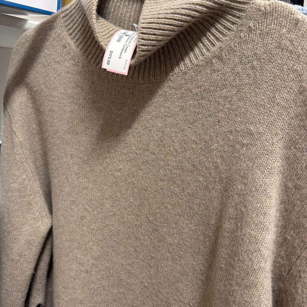 Taupe Wool/Cashmere Turtleneck Sweater