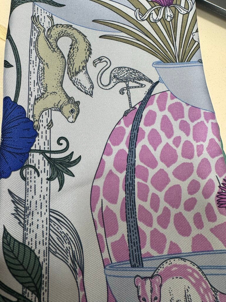 Blue "Precious Paradise" Silk Scarf, 45