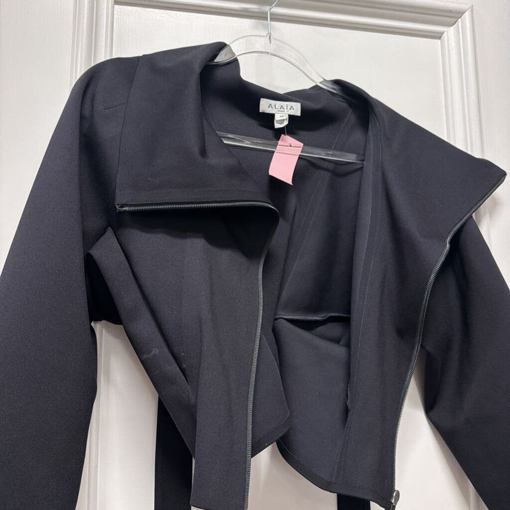 Black Polyamide Cropped Belted Jacket ($3310)