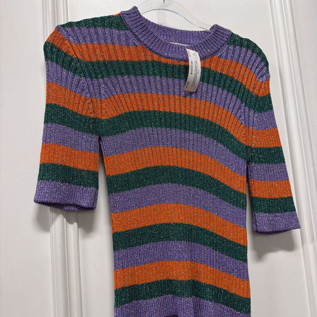 Green/Purple/Orange Viscose/Poly SS Sweater
